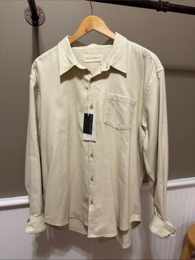 ROAD + NOWHERE Men’s Cream Long-Sleeve Button-Down Shirt